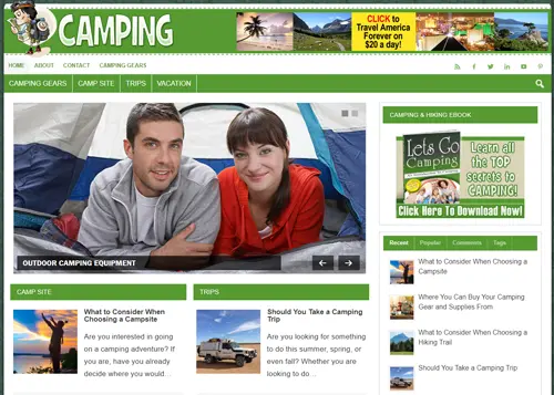 camping affiliate niche website