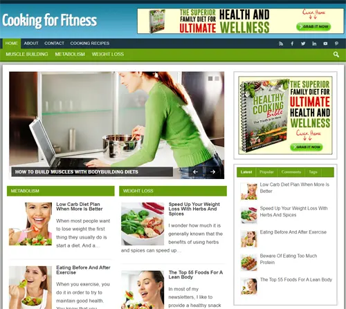 cooking for fitness affiliate niche website